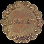 Jeton de n�cessit� de 10 centimes �mis par La Solidarit� - Fourneaux Populaires � B�ziers (34500 - H�rault) - avers