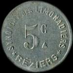 Jeton de n�cessit� de 5 centimes �mis par le Syndicat des Limonadiers de B�ziers (34500 - H�rault) - avers