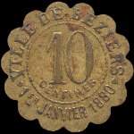 Jeton de n�cessit� de 10 centimes �mis par la Ville de B�ziers - La Fraternelle - Fourneaux d�mocratiques (34500 - H�rault) - avers