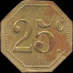 Jeton de n�cessit� de 25 centimes �mis par le Caf� du Midi � Bize (11120 - Aude) - revers