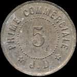 Jeton de n�cessit� de 5 centimes �mis par la Maison Duval � Le Blanc (36300 - Indre) - revers