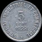 Jeton de n�cessit� de 5 centimes �mis en 1922 par la Chambre de Commerce de Blois (41000 - Loir-et-Cher) - revers