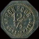Jeton de n�cessit� de 12 1/2 centimes �mis par le Caf� Gerin - Cordonnier � Bo�n (42130 - Loire) - revers