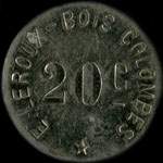 Jeton de nécessité de 20 centimes émis par E.Leroux à Bois-Colombes (92270 - Hauts-de-Seine) - avers