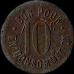 Jeton de n�cessit� de 10 centimes �mis par le Caf� du Commerce � Bolbec (76210 - Seine-Maritime) - revers