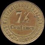 Jeton de n�cessit� de 7 1/2 centimes �mis par la Manufacture de Chapeaux Brun Jeune � Bort-les-Orgues (19110 - Corr�ze) - avers