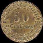 Jeton de n�cessit� de 50 centimes �mis par la Manufacture de Chapeaux Brun Jeune � Bort-les-Orgues (19110 - Corr�ze) - avers