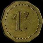 Jeton de 1 franc émis par la Cantine des Verreries Hug et Membré - Bruai à Bruay-sur-Escaut (59860 - Nord) - revers