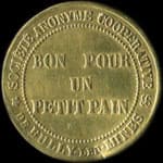 Jeton Bon pour un Petit Pain �mis par la Soci�t� Anonyme Coop�rative de Bully-les-Mines (62160 - Pas-de-Calais) - avers