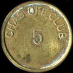 Jeton de 5 (cents) CHAS OFF CLUB - Ch�teauroux (36000 - Indre) - revers
