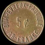Jeton de 5 cents OOM-Evreux-Fauville - AB-France - Fauville (27930 - Eure) - avers