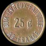 Jeton de 25 cents OOM-Evreux-Fauville - AB-France - Fauville (27930 - Eure) - avers