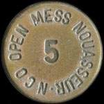 Jeton de 5 (cents) N.C.O. Open Mess Nouasseur (Maroc) - revers