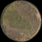 Jeton de 25 (cents) N.C.O. Mess - Orly Field France - Orly (94310 - Val-de-Marne) - revers