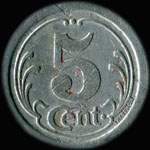 Jeton de 5 centimes 1922 de l'Union des Commerçants de Cadillac (33410 - Gironde) - revers