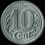 Jeton de 10 centimes 1922 de l'Union des Commerçants de Cadillac (33410 - Gironde) - revers