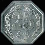Jeton de 25 centimes 1922 de l'Union des Commerçants de Cadillac (33410 - Gironde) - revers
