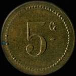 Jeton de 5 centimes de l'Usine de Caligny (61100 - Orne) - revers