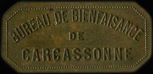 Jeton de 2 kg de pain bis blanc type 1 du Bureau de Bienfaisance de Carcassonne (11000 - Aude) - avers