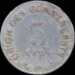 Jeton de 5 centimes 1917 de l'Union des Commerçants de Carcassonne (11000 - Aude) - revers