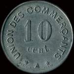 Jeton de 10 centimes 1917 type 2 de l'Union des Commerçants de Carcassonne (11000 - Aude) - revers