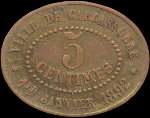 Jeton de 5 centimes 1892 type 1 de la Ville de Carcassonne - Union Philanthropique - Fourneaux Démocratiques (11000 - Aude) - avers
