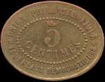 Jeton de 5 centimes 1892 type 1 de la Ville de Carcassonne - Union Philanthropique - Fourneaux Démocratiques (11000 - Aude) - revers