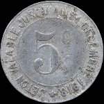 Jeton de 5 centimes 1916 de la Soci�t� des Mines de Carmaux (81400 - Tarn) - revers