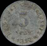 Jeton de 5 centimes 1917 de l'Union des Commerçants de Castelnaudary (11400 - Aude) - revers