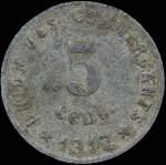 Jeton de 5 centimes 1917 de l'Union des Commer�ants de Castelnaudary (11400 - Aude) - revers