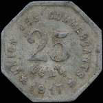 Jeton de 25 centimes 1917 de l'Union des Commer�ants de Castelnaudary (11400 - Aude) - revers