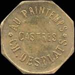 Jeton de 25 centimes Au Printemps - Ch. Desplats à Castres (81100 - Tarn) - avers