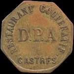 Jeton de 25 centimes du Restaurant Coopératif D.P.A. (Dépôt du Parc d'Artillerie) à Castres (81100 - Tarn) - avers