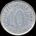 Jeton de 10 centimes 1916 - 1919 de la Ville de Castres (81100 - Tarn) - revers