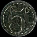 Jeton de 5 centimes de la Brasserie L�on � Caux (34720 - H�rault) - revers