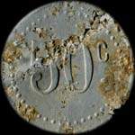 Jeton de 50 centimes de la Cantine Coquelou du 551e R.C.C. bas� � Chalons-en-Champagne ex Ch�lons-sur-Marne (51000 - Marne) - revers
