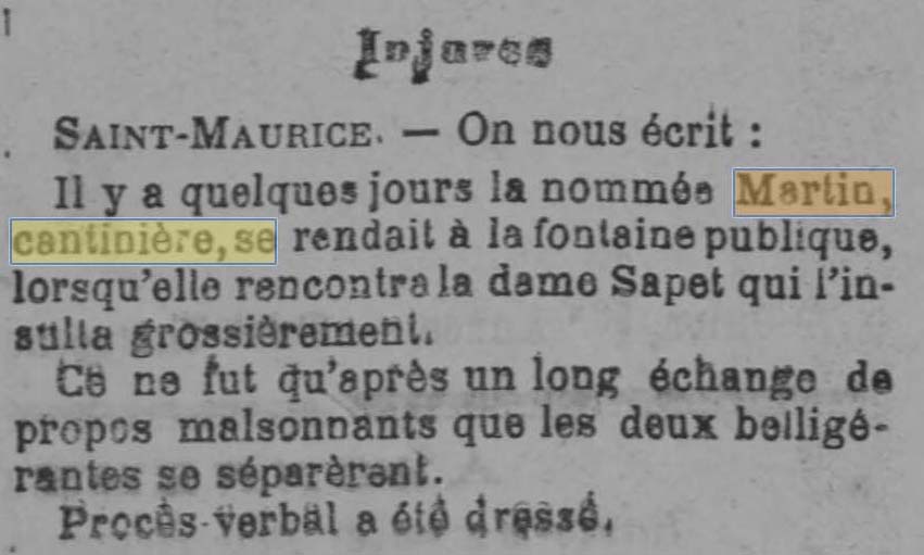Une Cantine Martin � Saint-Maurice, mentionn�e dans Le Petit Champenois du 24 mai 1901