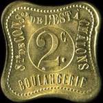 Jeton de 2 centimes de la Soci�t� de Consommation de l'Est - Boulangerie � Chalons-en-Champagne ex Ch�lons-sur-Marne (51000 - Marne) - revers