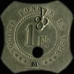 Jeton de 1 franc avec contremarques TREFLE et M de la Soci�t� de Consommation de l'Est � Chalons-en-Champagne ex Ch�lons-sur-Marne (51000 - Marne) - revers
