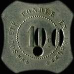 Jeton de 100 francs avec perforations 00 et trou sur un 1 de la Société de Consommation de l'Est à Chalons-en-Champagne ex Châlons-sur-Marne (51000 - Marne) - avers