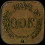 Jeton de 5 centimes avec contremarque M de la Soci�t� de Consommation de l'Est � Chalons-en-Champagne ex Ch�lons-sur-Marne (51000 - Marne) - revers