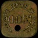 Jeton de 5 centimes avec trou de la Soci�t� de Consommation de l'Est � Chalons-en-Champagne ex Ch�lons-sur-Marne (51000 - Marne) - revers