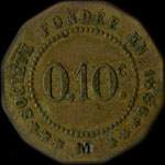 Jeton de 10 centimes avec contremarque M de la Soci�t� de Consommation de l'Est � Chalons-en-Champagne ex Ch�lons-sur-Marne (51000 - Marne) - revers