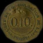 Jeton de 10 centimes avec contremarques M et TREFLE de la Société de Consommation de l'Est à Chalons-en-Champagne ex Châlons-sur-Marne (51000 - Marne) - avers