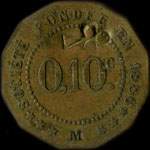Jeton de 10 centimes avec contremarques M et TREFLE de la Soci�t� de Consommation de l'Est � Chalons-en-Champagne ex Ch�lons-sur-Marne (51000 - Marne) - revers