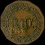 Jeton de 10 centimes avec contremarque TREFLE de la Société de Consommation de l'Est à Chalons-en-Champagne ex Châlons-sur-Marne (51000 - Marne) - avers