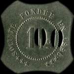 Jeton de 100 francs avec perforations 00 sur un 1 de la Société de Consommation de l'Est à Chalons-en-Champagne ex Châlons-sur-Marne (51000 - Marne) - avers