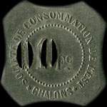Jeton de 100 francs avec perforations 00 sur un 1 de la Soci�t� de Consommation de l'Est � Chalons-en-Champagne ex Ch�lons-sur-Marne (51000 - Marne) - revers