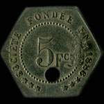 Jeton de 5 francs avec contremarque TREFLE de la Soci�t� de Consommation de l'Est � Chalons-en-Champagne ex Ch�lons-sur-Marne (51000 - Marne) - revers