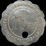 Jeton de 10 francs avec contremarque TREFLE de la Soci�t� de Consommation de l'Est � Chalons-en-Champagne ex Ch�lons-sur-Marne (51000 - Marne) - revers